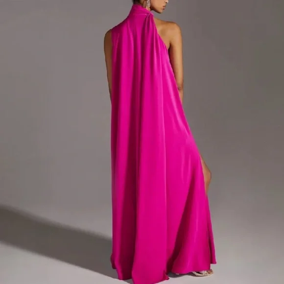 Sleeveless High-Neck Maxi Dress in Bright Fuchsia - Picture 2 of 9